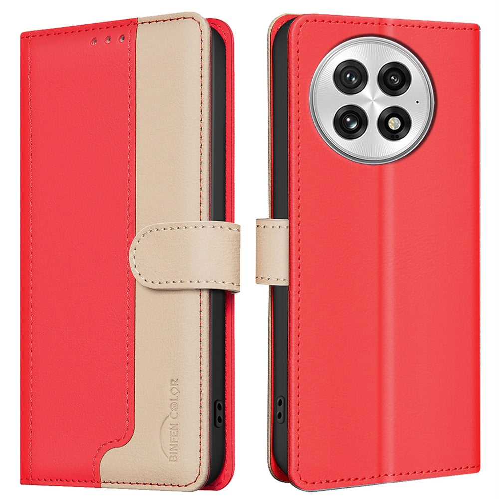 BINFEN COLOR BF33 for OnePlus 13 Leather Case Splicing Color RFID Blocking