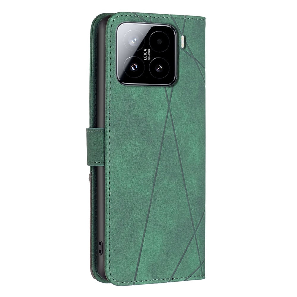 BINFEN COLOR For Xiaomi 15 Phone Cases Wallet Stand Geometry Imprint Leather Cover