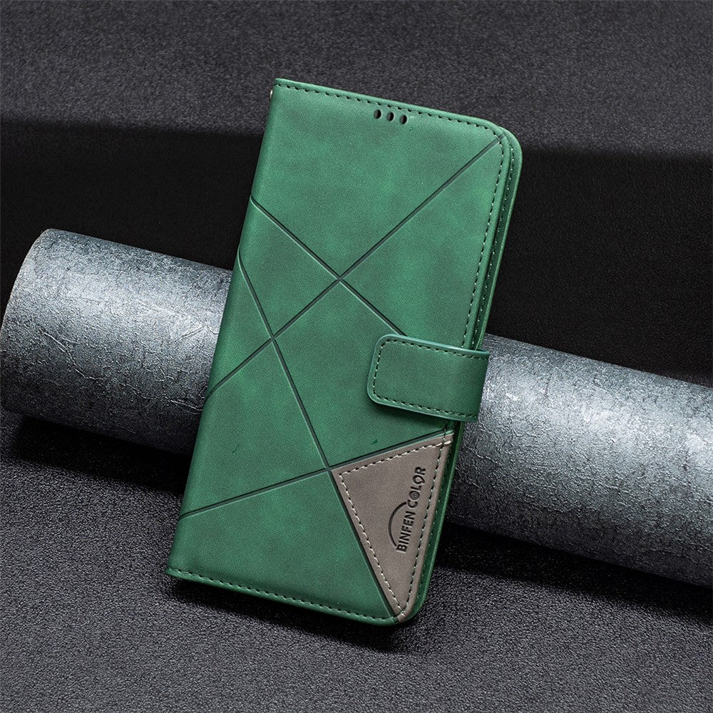 BINFEN COLOR For Xiaomi 15 Phone Cases Wallet Stand Geometry Imprint Leather Cover