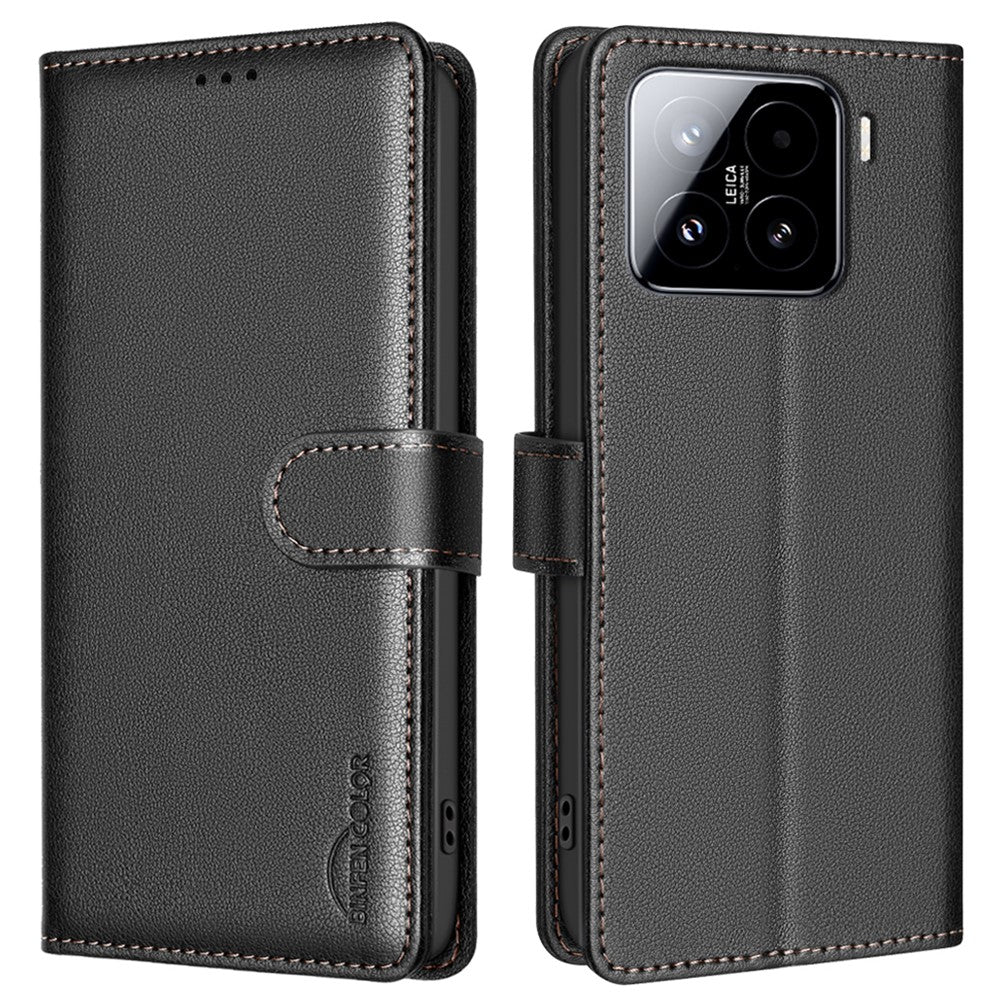 BINFEN COLOR BF32 For Xiaomi 15 Leather Case Wallet RFID Blocking Phone Cover