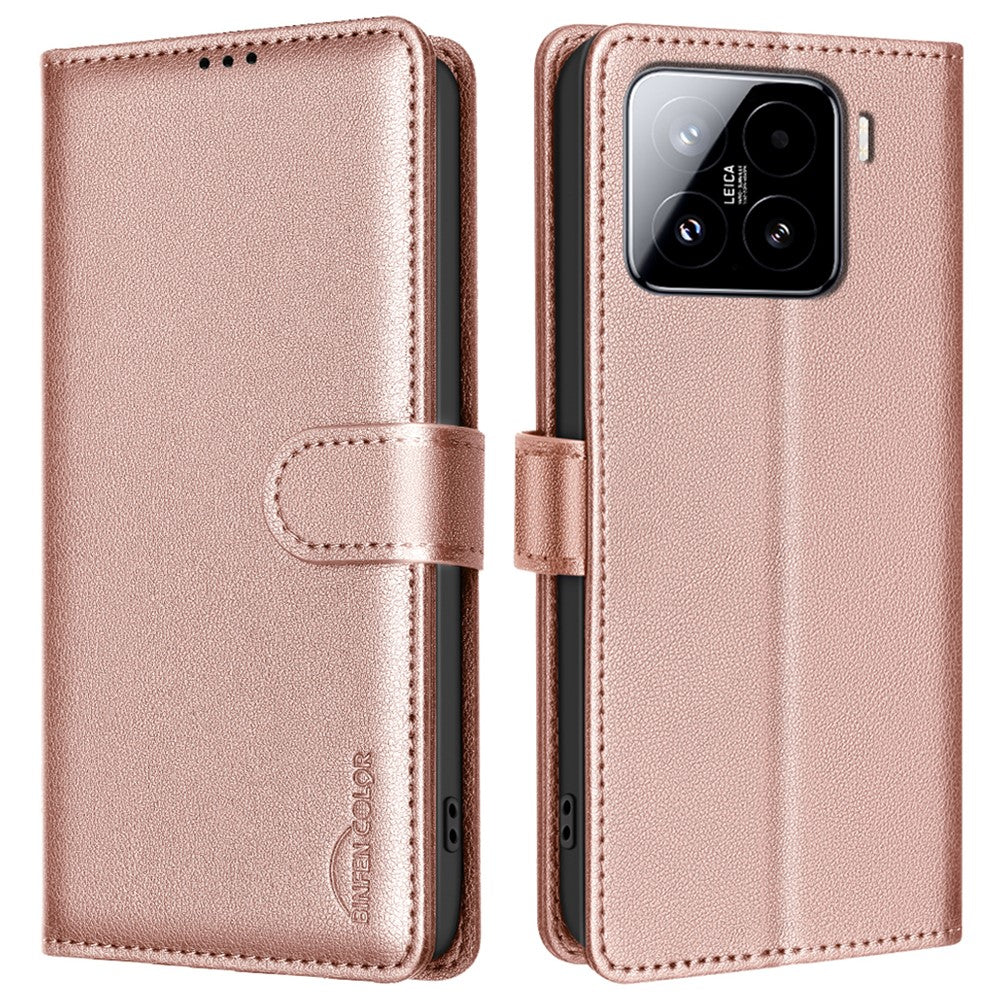 BINFEN COLOR BF32 For Xiaomi 15 Leather Case Wallet RFID Blocking Phone Cover