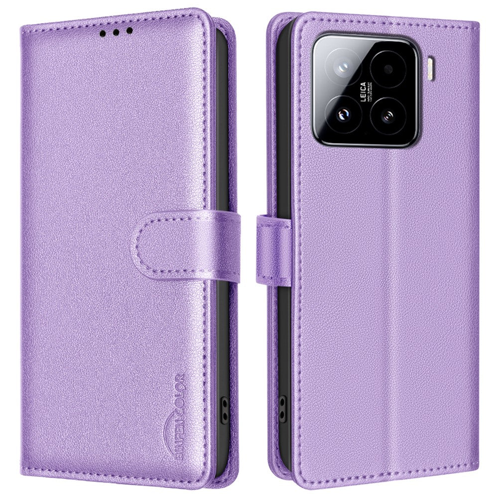 BINFEN COLOR BF32 For Xiaomi 15 Leather Case Wallet RFID Blocking Phone Cover