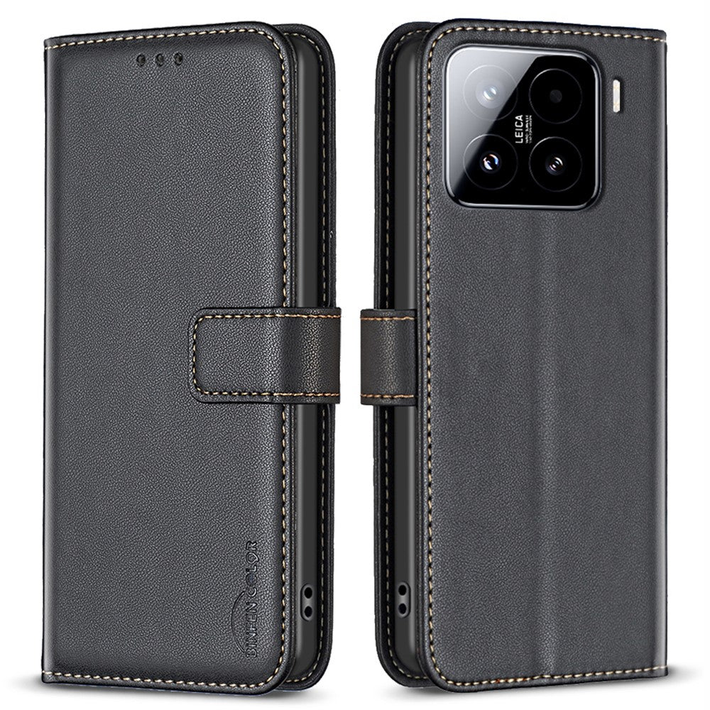 BINFEN COLOR BF17 For Xiaomi 15 Case Wallet Folio Flip Leather Cover