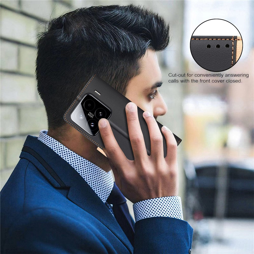 BINFEN COLOR BF33 for Xiaomi 15 Pro Leather Case Splicing Color RFID Blocking