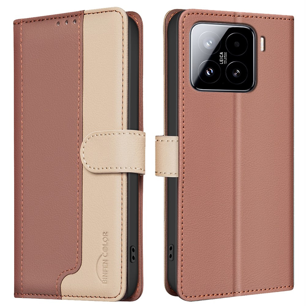 BINFEN COLOR BF33 for Xiaomi 15 Pro Leather Case Splicing Color RFID Blocking