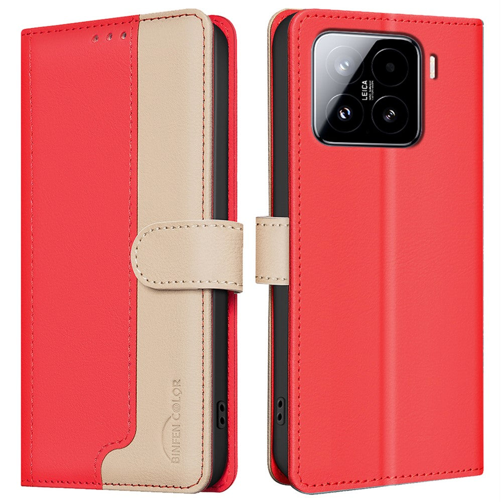 BINFEN COLOR BF33 for Xiaomi 15 Pro Leather Case Splicing Color RFID Blocking