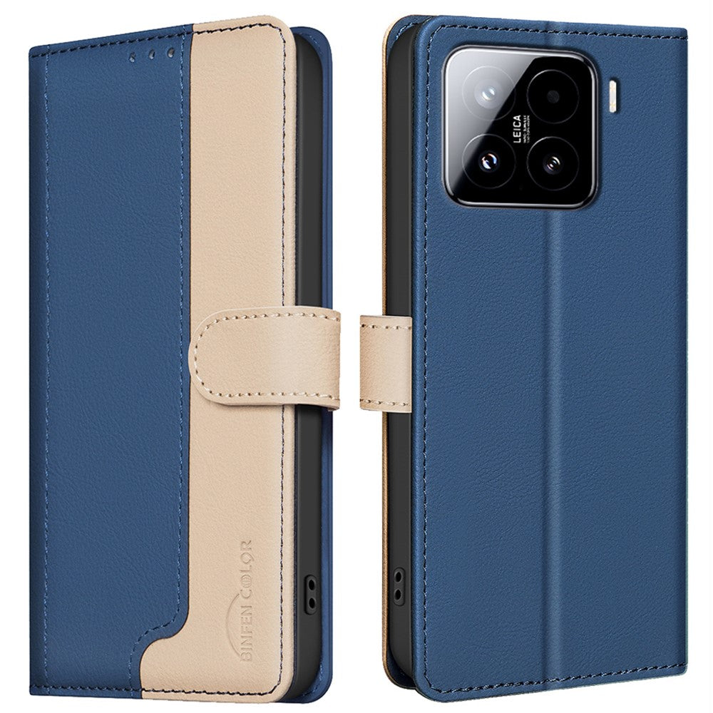 BINFEN COLOR BF33 for Xiaomi 15 Pro Leather Case Splicing Color RFID Blocking