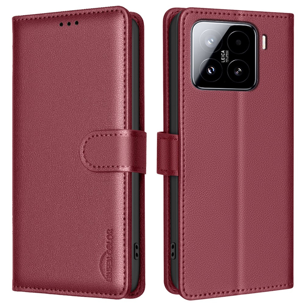 BINFEN COLOR BF32 Läderfodral för Xiaomi 15 Pro, RFID-blockerande mobilfodral