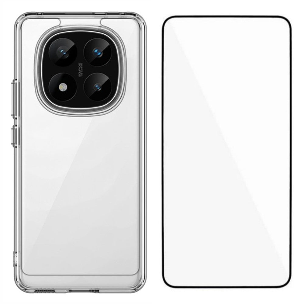 WANLONFENG MF-serien för Xiaomi Redmi Note 14 Pro+ 5G-skal i TPU+akryl, genomskinligt mobilskal med härdat glas