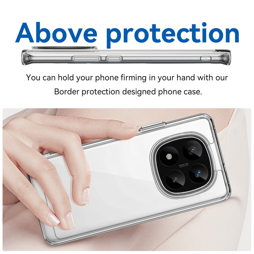 WANLONFENG MF-serien för Xiaomi Redmi Note 14 Pro+ 5G-skal i TPU+akryl, genomskinligt mobilskal med härdat glas