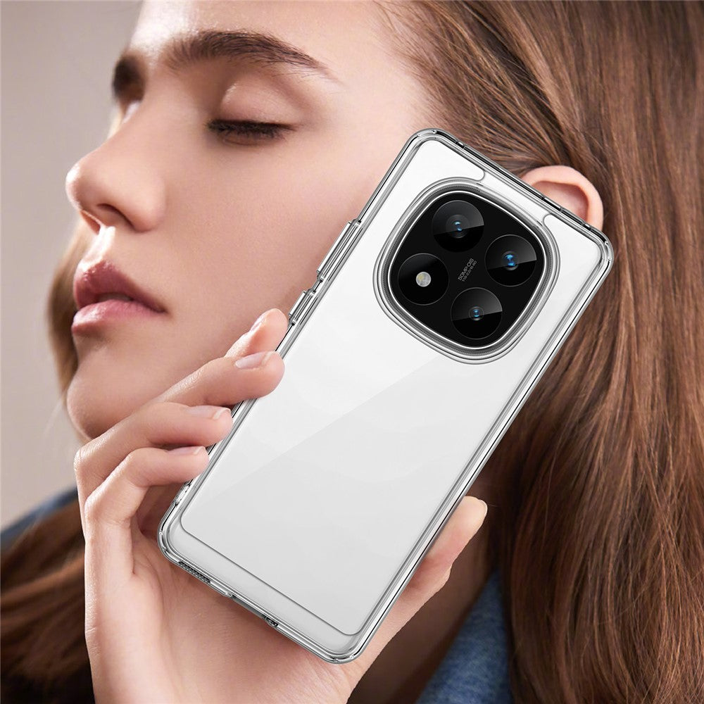 WANLONFENG MF-serien för Xiaomi Redmi Note 14 Pro+ 5G-skal i TPU+akryl, genomskinligt mobilskal med härdat glas