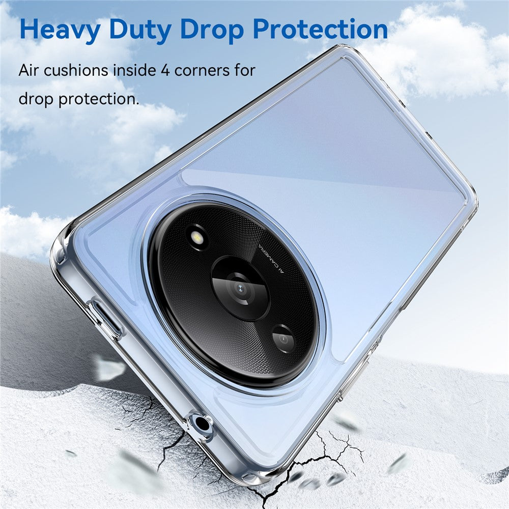 WANLONFENG MF Series for Xiaomi Poco C61 4G / Redmi A3 4G Case TPU+Acrylic Clear Phone Cover with Tempered Glass Film