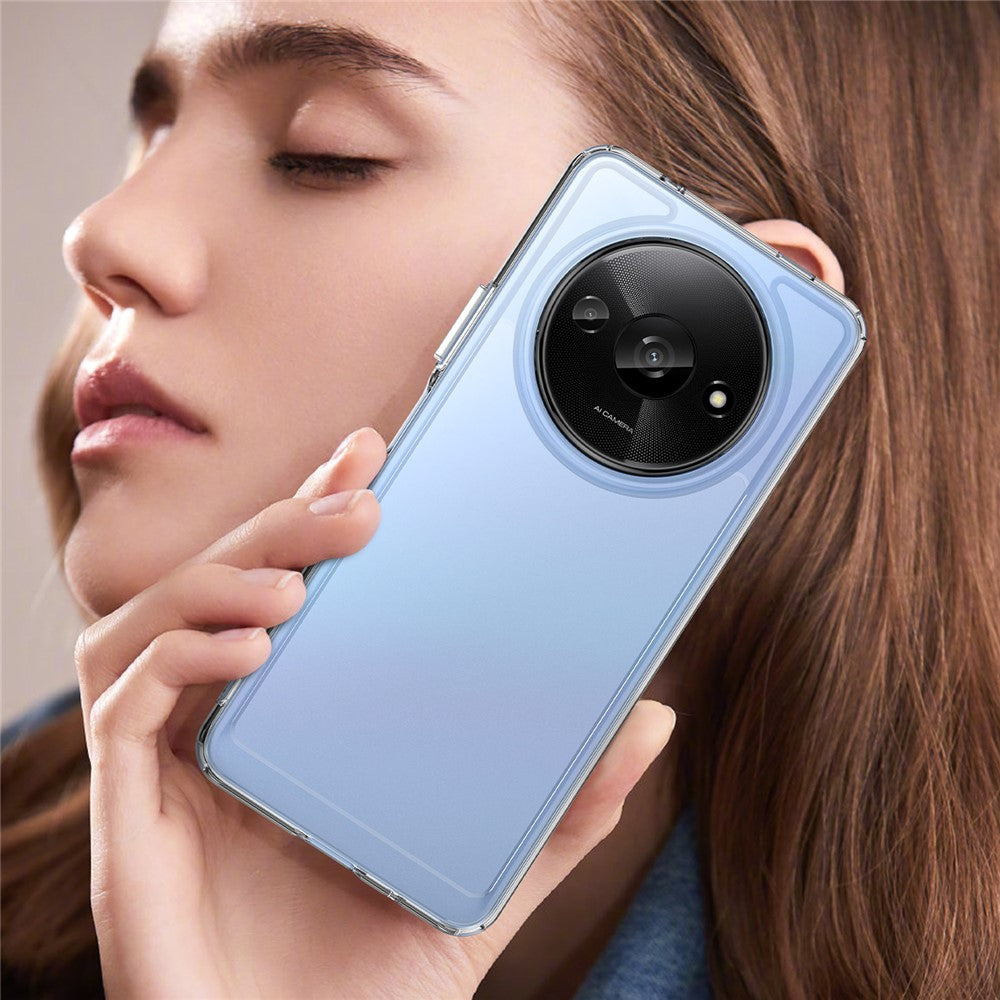 WANLONFENG MF Series for Xiaomi Poco C61 4G / Redmi A3 4G Case TPU+Acrylic Clear Phone Cover with Tempered Glass Film