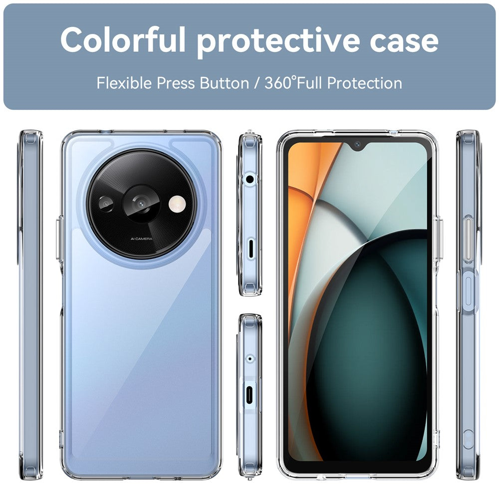 WANLONFENG MF Series for Xiaomi Poco C61 4G / Redmi A3 4G Case TPU+Acrylic Clear Phone Cover with Tempered Glass Film