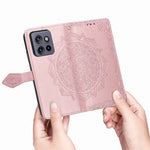 Plånboksfodral för Motorola Edge 60 Neo 5G / Edge 50 Neo 5G / Moto S50 5G / ThinkPhone 25 5G Läderfodral med mandalablomma, stativvy