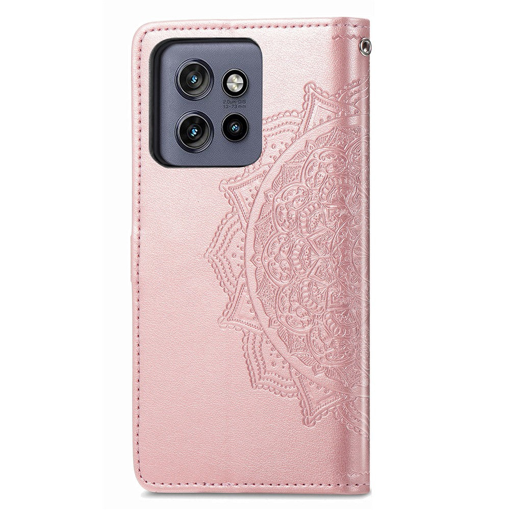 Plånboksfodral för Motorola Edge 60 Neo 5G / Edge 50 Neo 5G / Moto S50 5G / ThinkPhone 25 5G Läderfodral med mandalablomma, stativvy