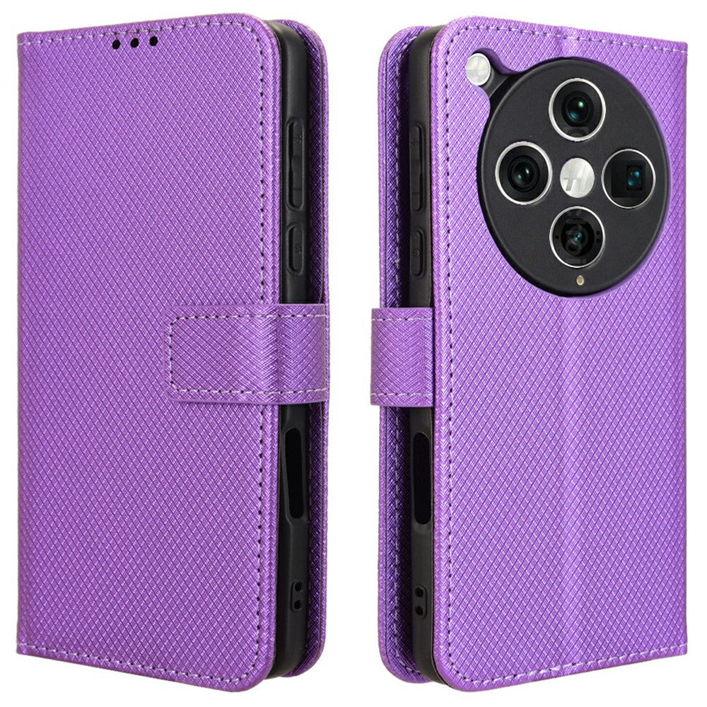 For Oppo Find X8 Pro 5G Case PU Leather Diamond Texture Wallet Phone Cover