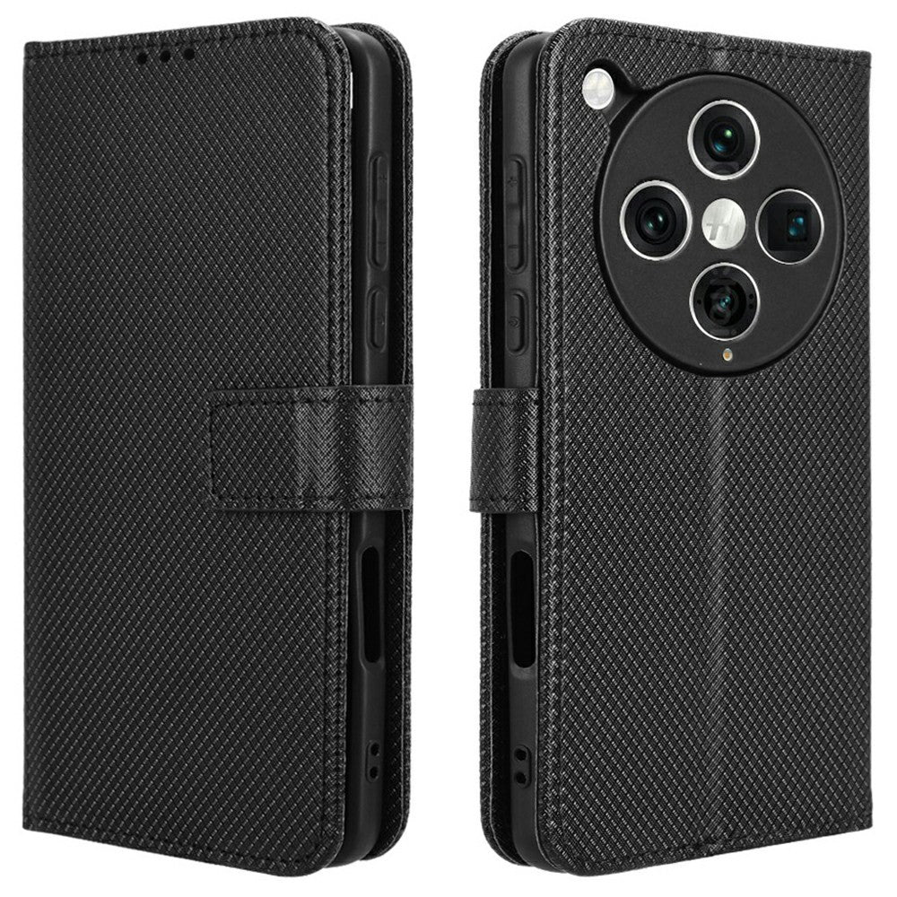 For Oppo Find X8 Pro 5G Case PU Leather Diamond Texture Wallet Phone Cover