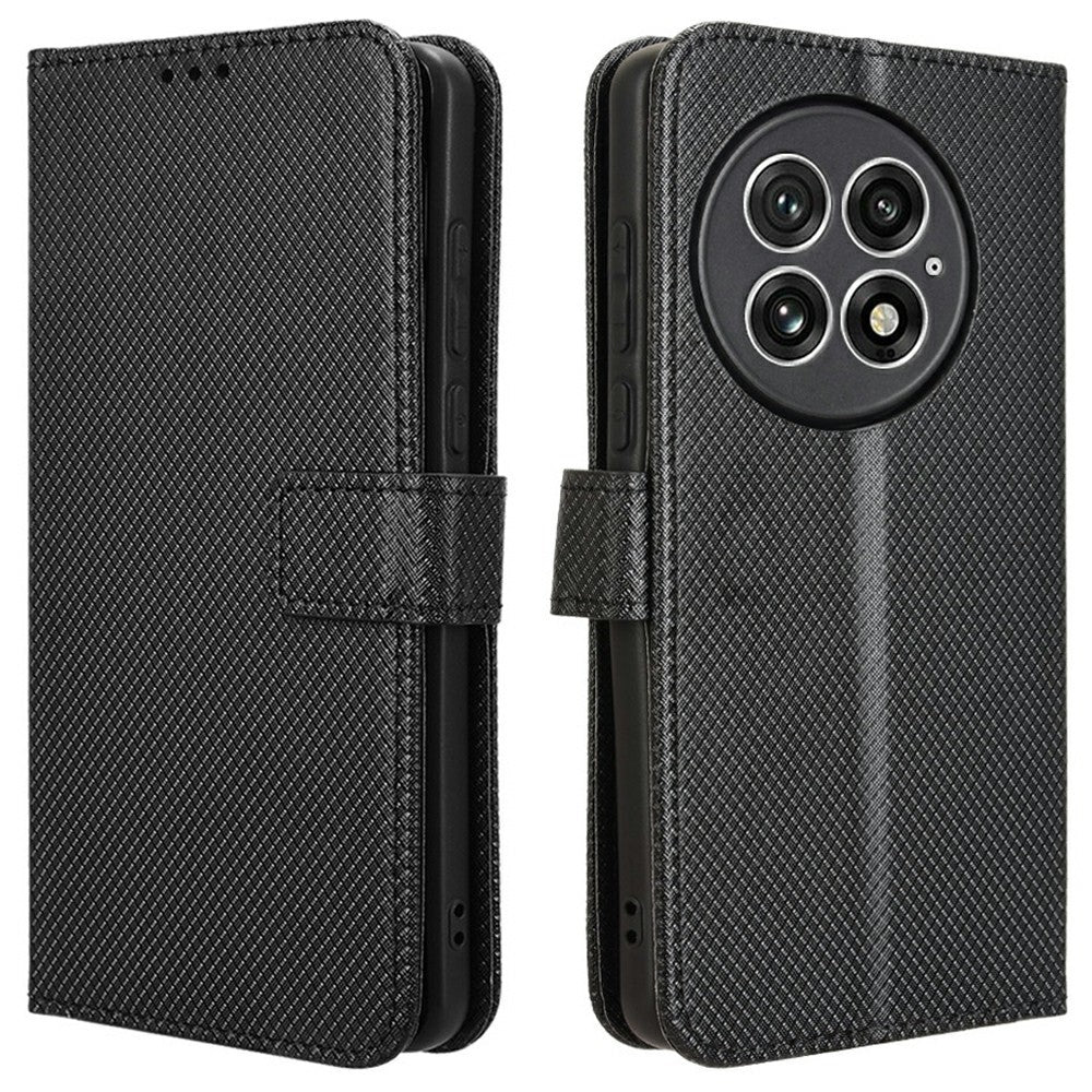 For OnePlus 13 Case PU Leather Diamond Texture Wallet Phone Cover