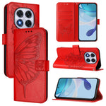 For Xiaomi Redmi Note 14 Pro+ 5G / Note 14 Pro 5G / Poco X7 5G Wallet Case with Wrist Strap Butterfly Imprint Leather Phone Cover