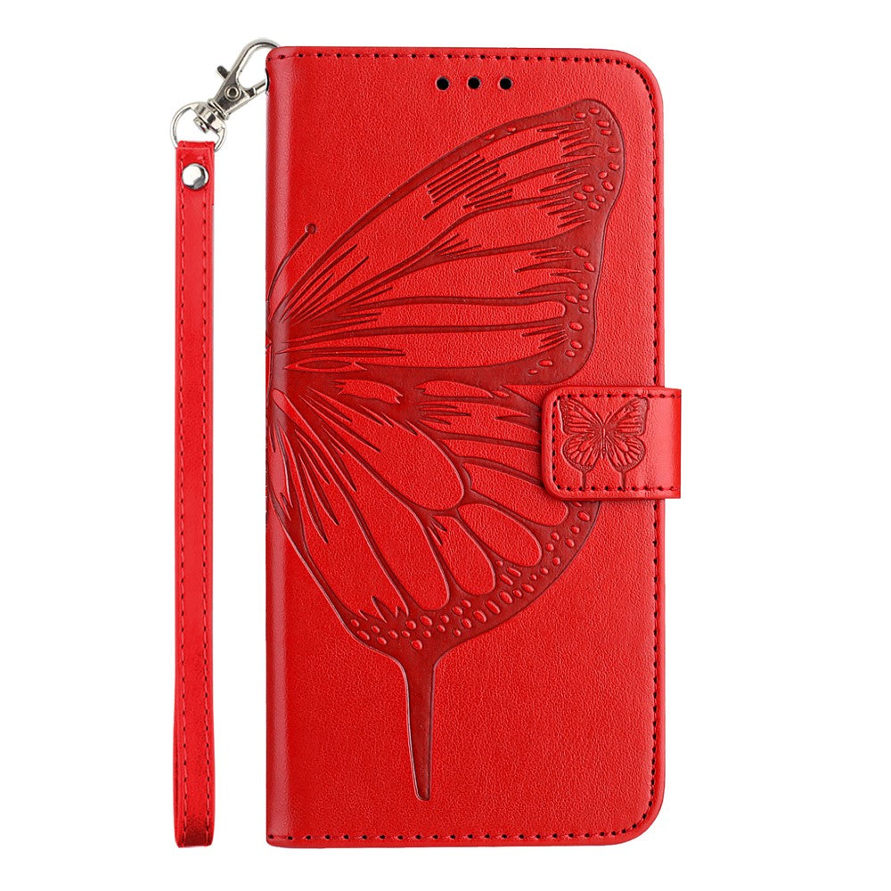 For Xiaomi Redmi Note 14 Pro+ 5G / Note 14 Pro 5G / Poco X7 5G Wallet Case with Wrist Strap Butterfly Imprint Leather Phone Cover