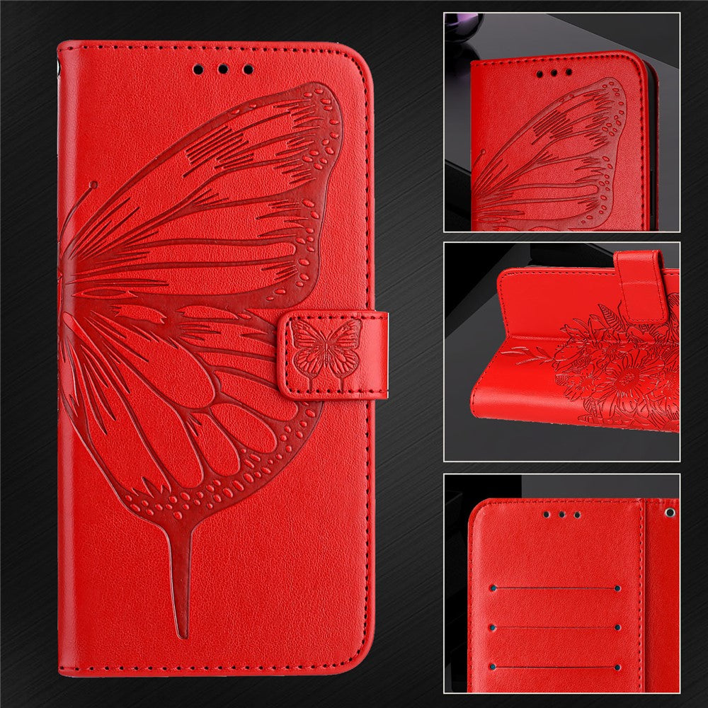 For Xiaomi Redmi Note 14 Pro+ 5G / Note 14 Pro 5G / Poco X7 5G Wallet Case with Wrist Strap Butterfly Imprint Leather Phone Cover