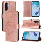 Til Samsung Galaxy A37 5G / A56 5G / A36 5G Pung Etui med Håndledsrem Sommerfuglepræg Læder Telefoncover