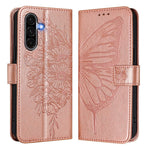 Til Samsung Galaxy A37 5G / A56 5G / A36 5G Pung Etui med Håndledsrem Sommerfuglepræg Læder Telefoncover