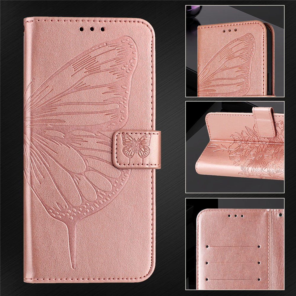 Til Samsung Galaxy A37 5G / A56 5G / A36 5G Pung Etui med Håndledsrem Sommerfuglepræg Læder Telefoncover