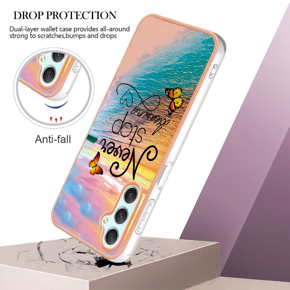 For Samsung Galaxy A16 4G / Galaxy A16 5G Case with IMD Marble Flower Pattern TPU Mobile Back Cover