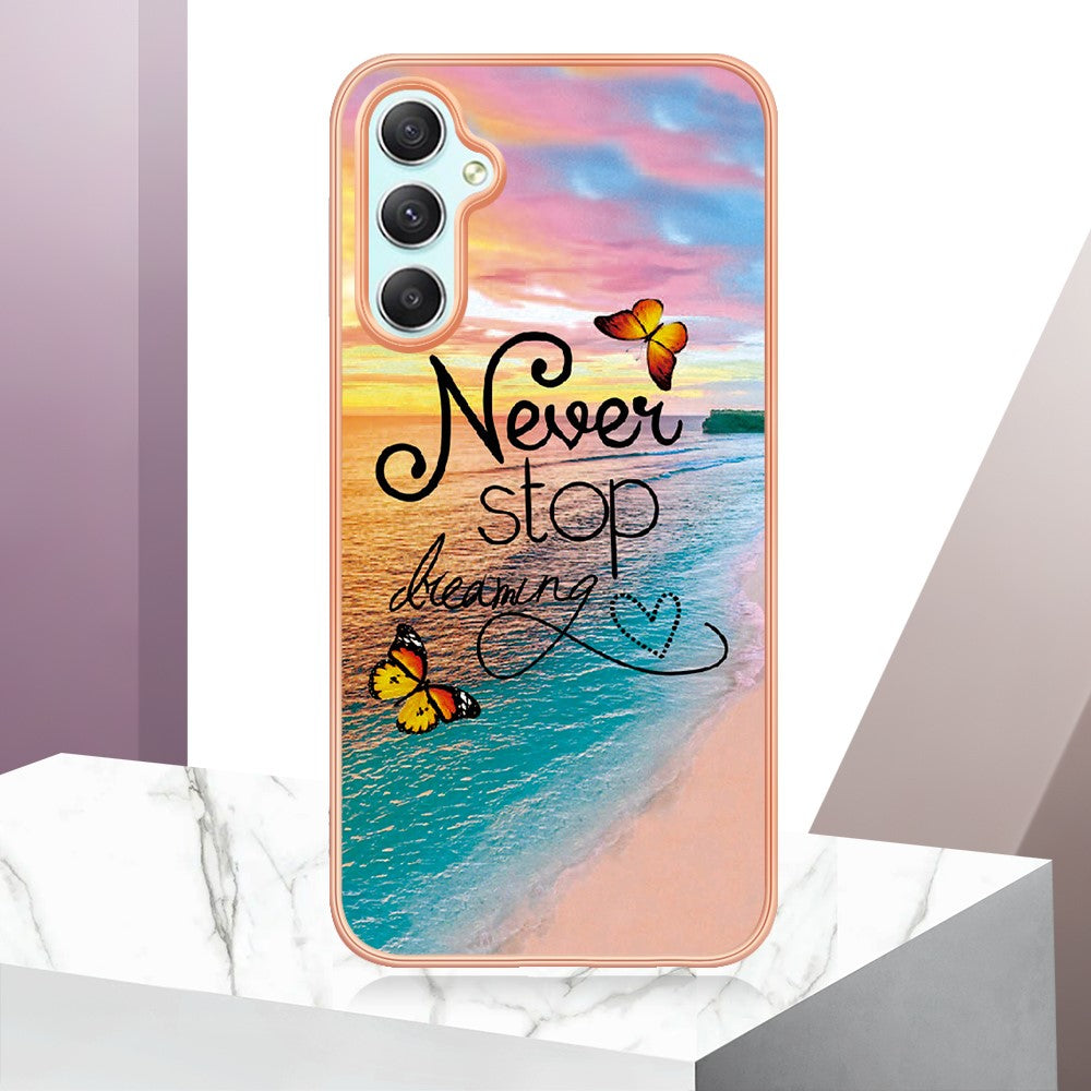 For Samsung Galaxy A16 4G / Galaxy A16 5G Case with IMD Marble Flower Pattern TPU Mobile Back Cover