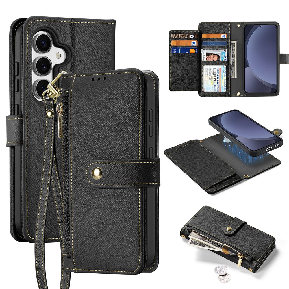 DUX DUCIS For Samsung Galaxy S25+ Case  Lawa Series Detachable Magnetic Cowhide Leather Cover Zipper Wallet