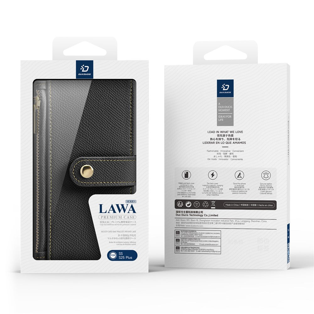 DUX DUCIS For Samsung Galaxy S25+ Case  Lawa Series Detachable Magnetic Cowhide Leather Cover Zipper Wallet