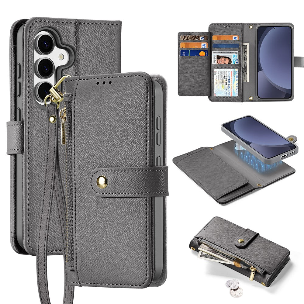 DUX DUCIS For Samsung Galaxy S25+ Case  Lawa Series Detachable Magnetic Cowhide Leather Cover Zipper Wallet