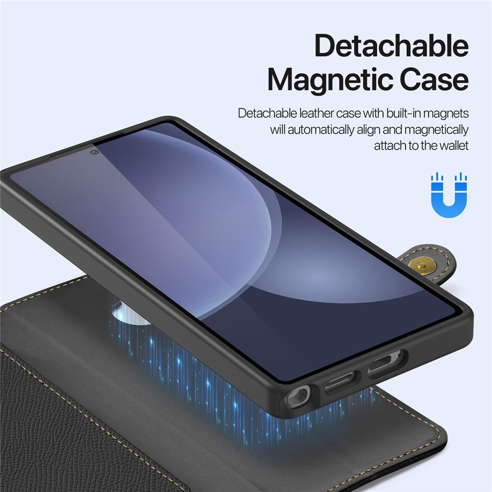 DUX DUCIS Lawa-serien-etui til Samsung Galaxy S25 Ultra, aftageligt magnetisk læder-pungeetui med lynlås
