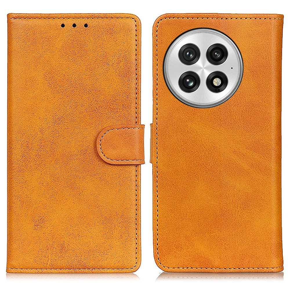 For OnePlus 13 Stand Wallet Case Cowhide Texture Leather Phone Cover