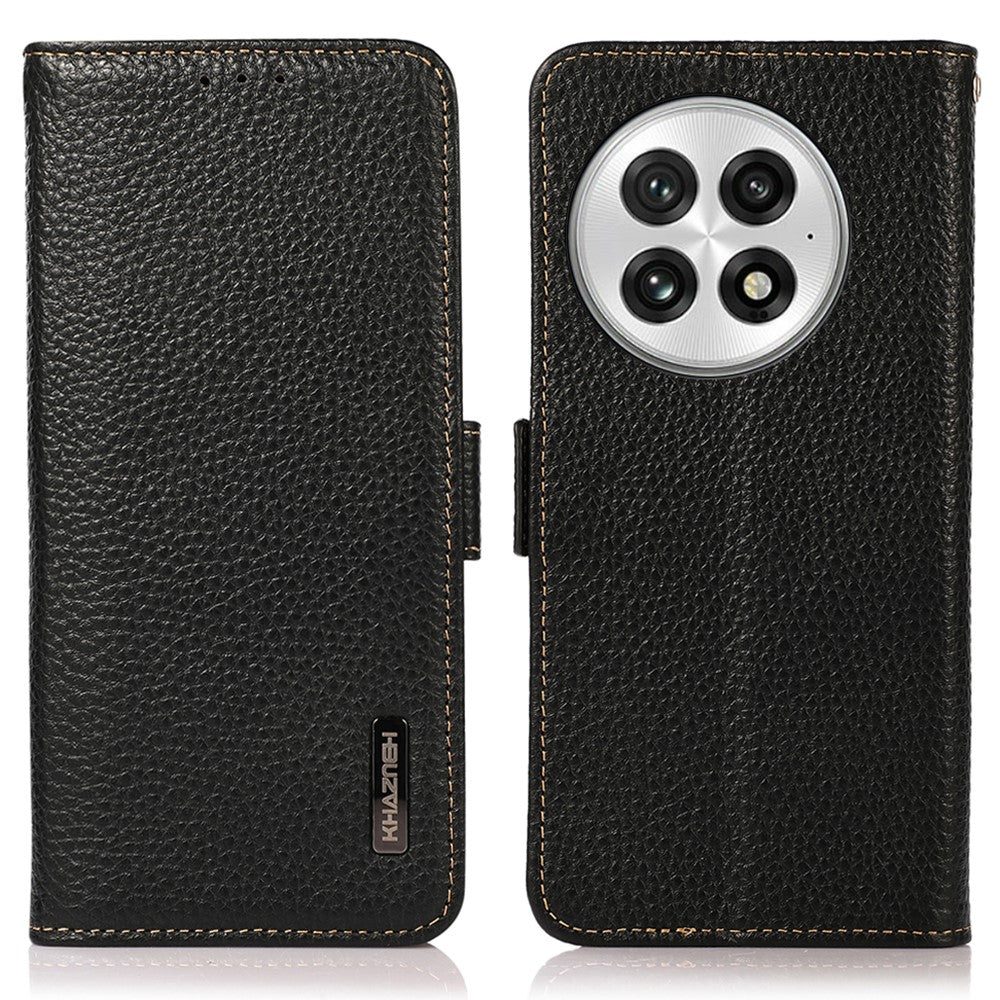 KHAZNEH For OnePlus 13 Phone Case Genuine Cow Leather Cover RFID Blocking