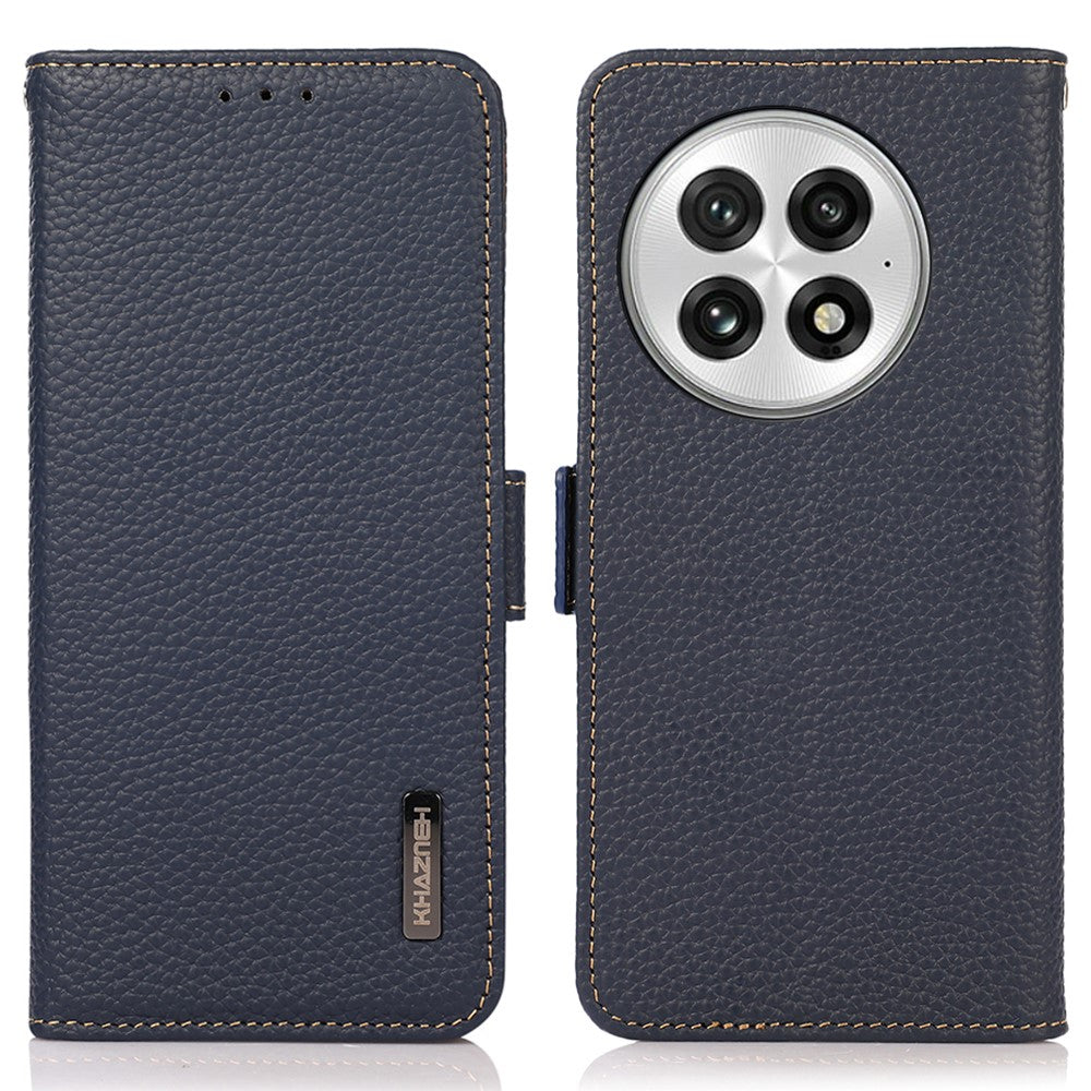 KHAZNEH For OnePlus 13 Phone Case Genuine Cow Leather Cover RFID Blocking