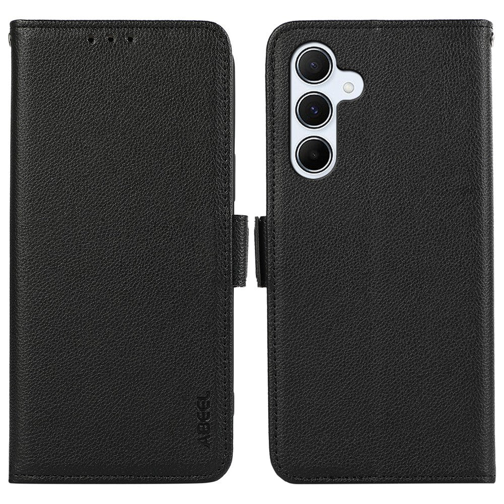 ABEEL For Samsung Galaxy S24 FE Case Litchi Texture Leather RFID Blocking Phone Cover