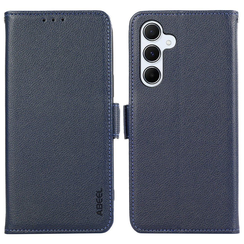 ABEEL For Samsung Galaxy S24 FE Case Litchi Texture Leather RFID Blocking Phone Cover