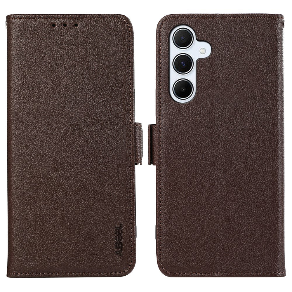 ABEEL For Samsung Galaxy S24 FE Case Litchi Texture Leather RFID Blocking Phone Cover