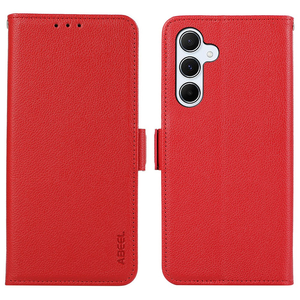 ABEEL For Samsung Galaxy S24 FE Case Litchi Texture Leather RFID Blocking Phone Cover