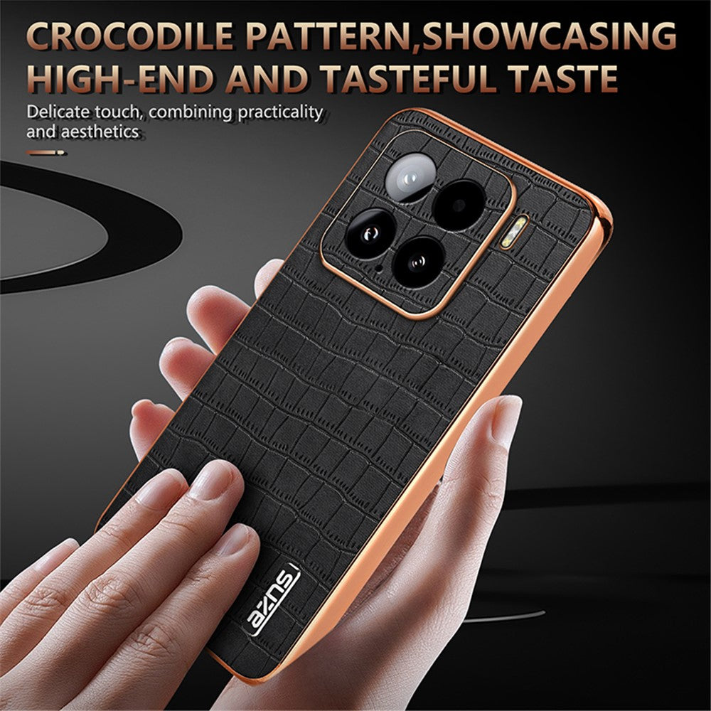AZNS For Xiaomi 15 Case Electroplating Crocodile Texture PU+TPU Phone Cover