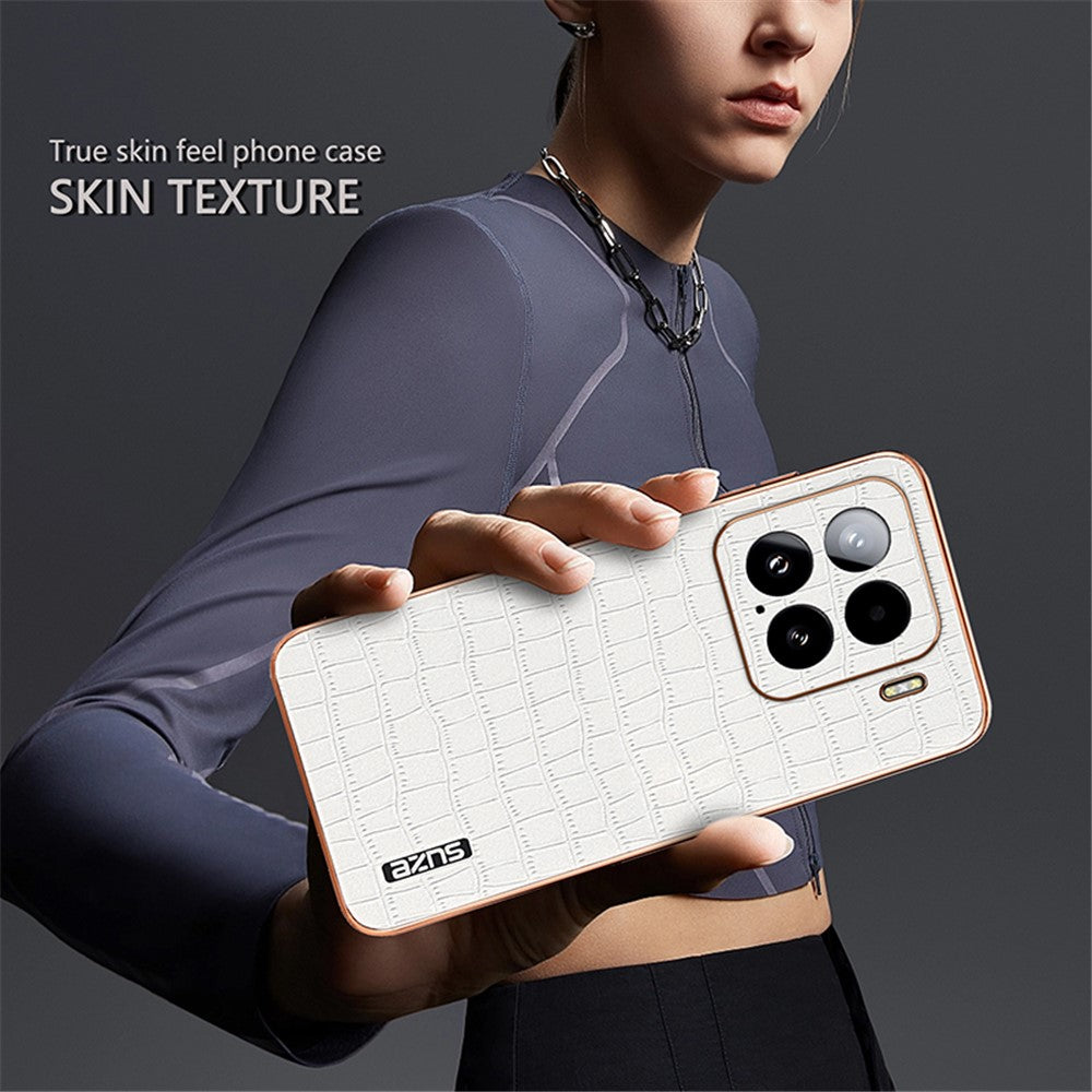 AZNS For Xiaomi 15 Case Electroplating Crocodile Texture PU+TPU Phone Cover