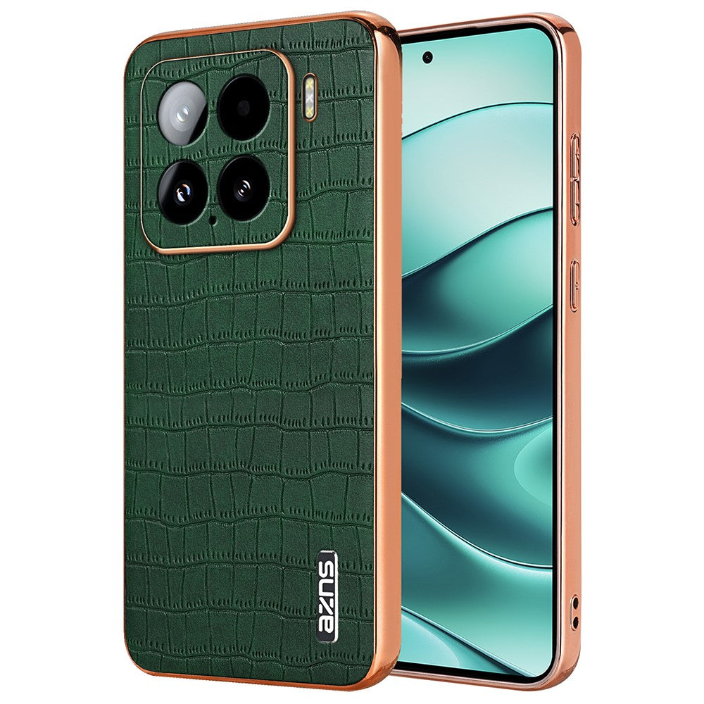 AZNS For Xiaomi 15 Case Electroplating Crocodile Texture PU+TPU Phone Cover