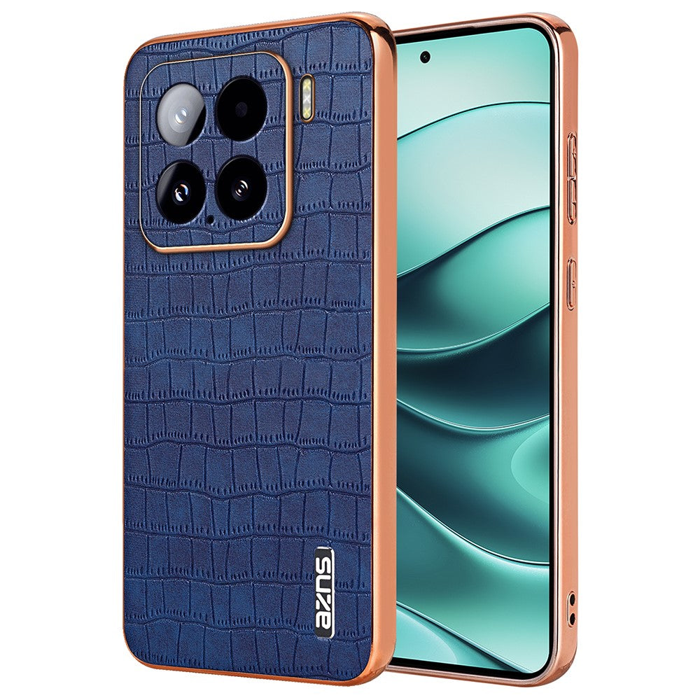 AZNS For Xiaomi 15 Case Electroplating Crocodile Texture PU+TPU Phone Cover
