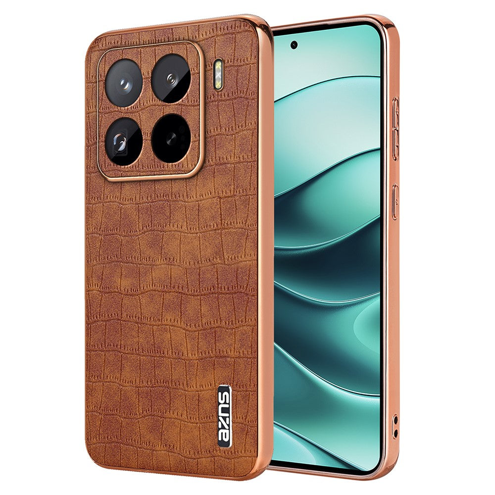 AZNS For Xiaomi 15 Pro Case Electroplating Crocodile Texture PU+TPU Phone Cover