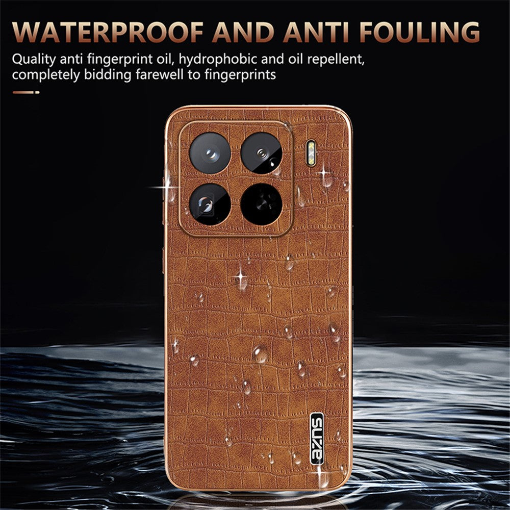 AZNS For Xiaomi 15 Pro Case Electroplating Crocodile Texture PU+TPU Phone Cover