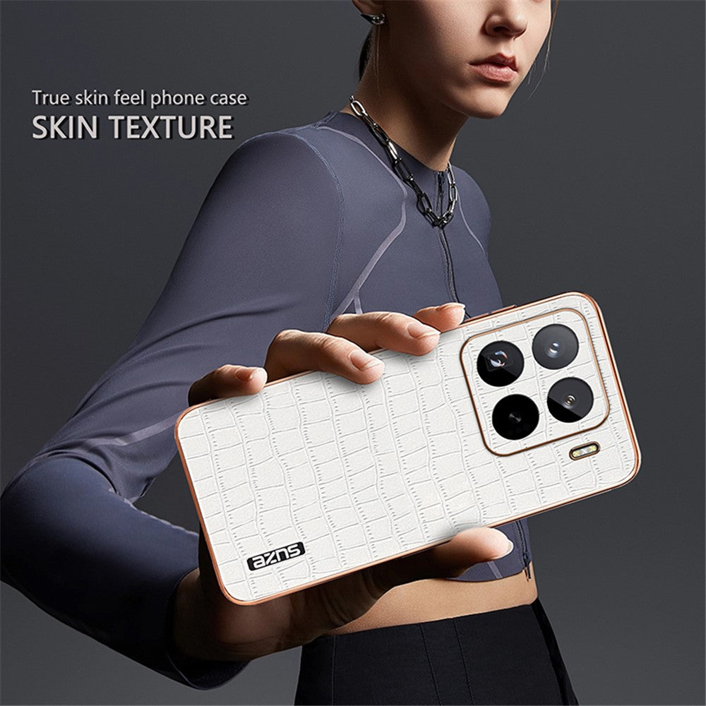 AZNS For Xiaomi 15 Pro Case Electroplating Crocodile Texture PU+TPU Phone Cover