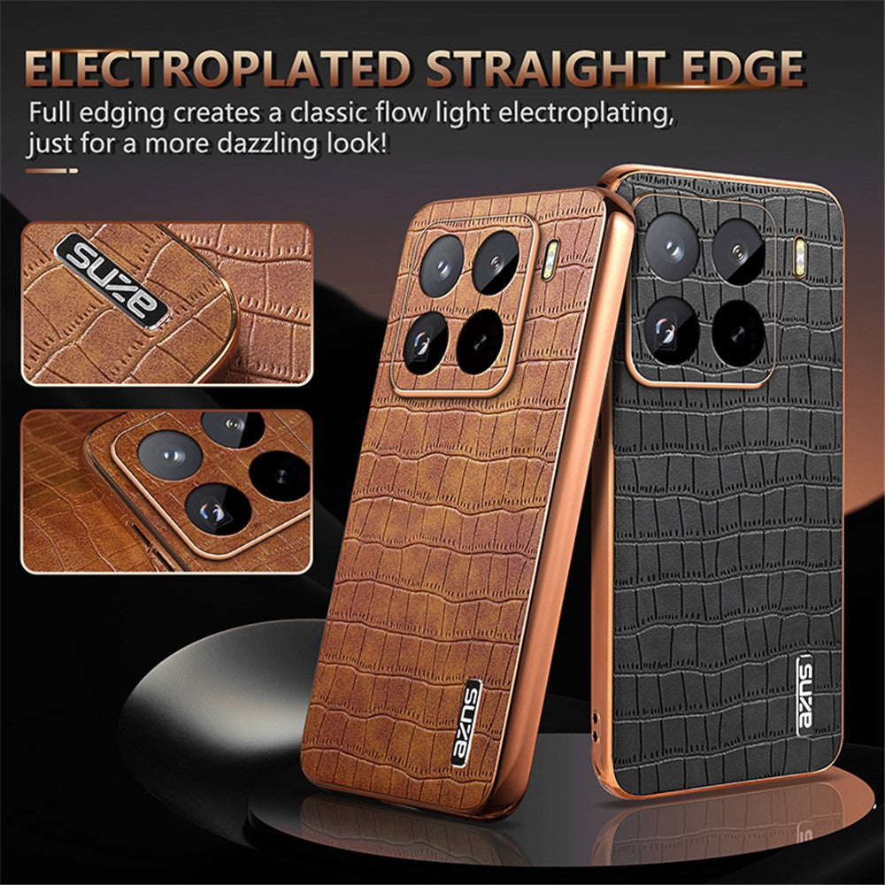 AZNS For Xiaomi 15 Pro Case Electroplating Crocodile Texture PU+TPU Phone Cover